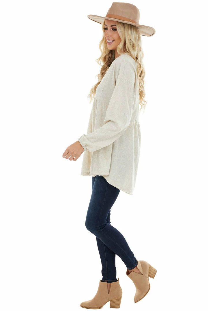 Umgee Heathered Oatmeal Oversized Top With Rainbow Speckles 14 Umgee Heathered Oatmeal Oversized Top With Rainbow Speckles