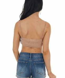 By Together Taupe Cut Out Bralette With Crochet Details Accessories