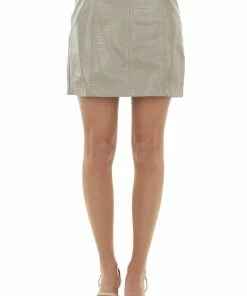 She + Sky Oatmeal Animal Texture Pleather Mini Skirt Bottoms