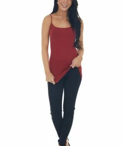 Nikibiki Tops Cranberry Seamless Long Cami Slip Tank 30 Nikibiki Tops Cranberry Seamless Long Cami Slip Tank