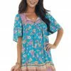 Umgee Dresses Teal Floral Print Short Dress With Front Tie 2 Umgee Dresses Teal Floral Print Short Dress With Front Tie