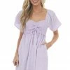 143 Story Lavender Smocked And Ruched Textured Dress Dresses