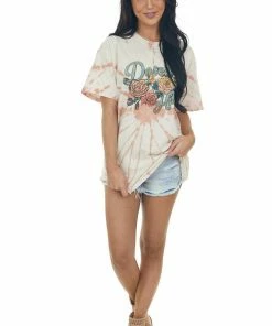 Sweet Claire Apricot Tie Dye 'Desert Hills' Oversized Tee Tops