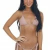 Mermaid Swimwear Dusty Rose Strappy Bikini Set With Front Tie