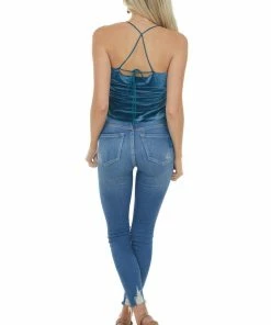 She + Sky Tops Ocean Halter Cowl Neck Open Back Velvet Tank 31 She + Sky Tops Ocean Halter Cowl Neck Open Back Velvet Tank