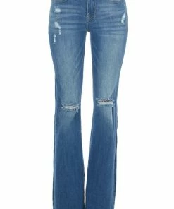 Special A Medium High Rise Raw Flare Distressed Jeans