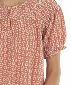 Lime 'N' Chili Terracotta Eyelet Lace Short Puff Sleeve Top 33 Lime 'N' Chili Terracotta Eyelet Lace Short Puff Sleeve Top