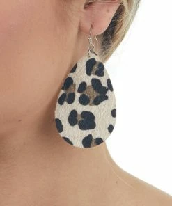 ART BOX Accessories Champagne Leopard Faux Fur Teardrop Earrings