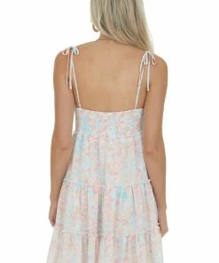 HYFVE Dresses Cherry Blossom Floral Tie Strap Tiered Dress