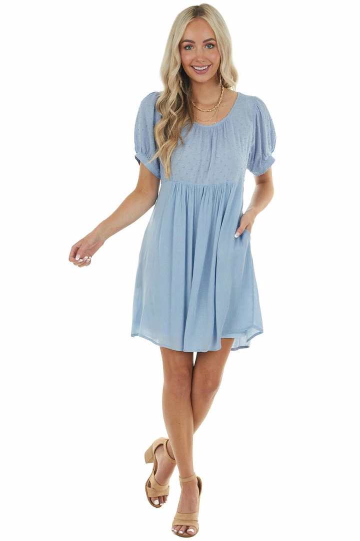 Umgee Powder Blue Swiss Dot Short Dress Dresses 13 Umgee Powder Blue Swiss Dot Short Dress Dresses