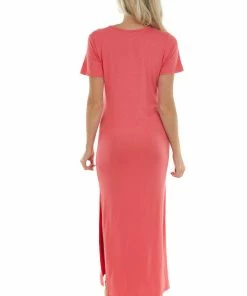 HEIMISH Dresses Watermelon Criss Cross V Neck Knit Maxi Dress