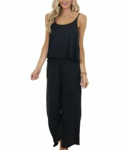 HEIMISH Black Sleeveless Overlaying Knit Jumpsuit With Pockets 13 HEIMISH Black Sleeveless Overlaying Knit Jumpsuit With Pockets