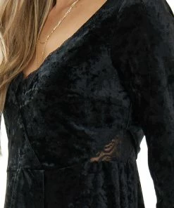 Umgee Dresses Black Velvet V Neck Lace Trim Short Dress 28 Umgee Dresses Black Velvet V Neck Lace Trim Short Dress
