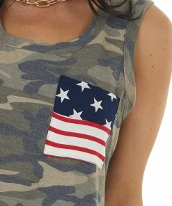 HEIMISH Dusty Olive Camo Print Tank Top With Printed Front Pocket 17 HEIMISH Dusty Olive Camo Print Tank Top With Printed Front Pocket