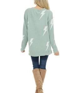 BiBi Sage Super Soft Knit Sweater With Lightning Bolt Print