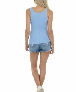 ZENANA Cornflower Ribbed Knit Fitted Tank Top Tops