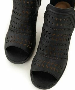 East Lion Corp. Shoes Black Open Toe Chunky Stacked Heel Bootie