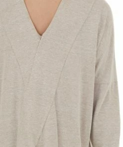 143 Story Tops Heathered Latte Criss Cross Back Cut Out Top