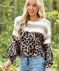 Hailey & Co Tops Latte Colorblock Long Puff Sleeve Knit Top 37 Hailey & Co Tops Latte Colorblock Long Puff Sleeve Knit Top
