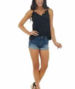 Entro Black Lace Trim V Neck Woven Cami Tank Top 28 Entro Black Lace Trim V Neck Woven Cami Tank Top