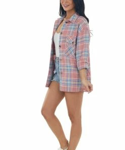 Lime 'N' Chili Punch Plaid Button Up Long Sleeve Shirt Jacket