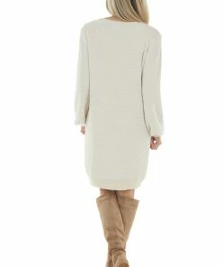 Umgee Champagne Long Sleeve Knit Short Sweater Dress Dresses 27 Umgee Champagne Long Sleeve Knit Short Sweater Dress Dresses