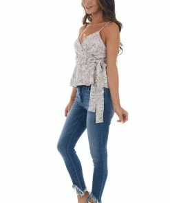 Peach Love Tea Rose Floral Print Surplice Neck Woven Top 17 Peach Love Tea Rose Floral Print Surplice Neck Woven Top