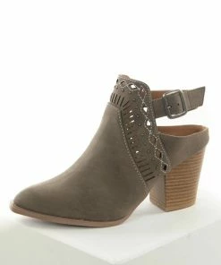 East Lion Corp. Taupe Closed Toe Booties With Studs Shoes