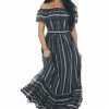 IN LOOM Dresses Black Multi Print Off Shoulder Maxi Dress With Ruffle Detail