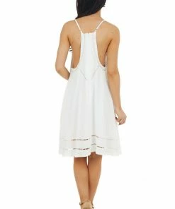 Emory Park Ivory Swing Sleeveless Short Dress With Lace Detail Dresses