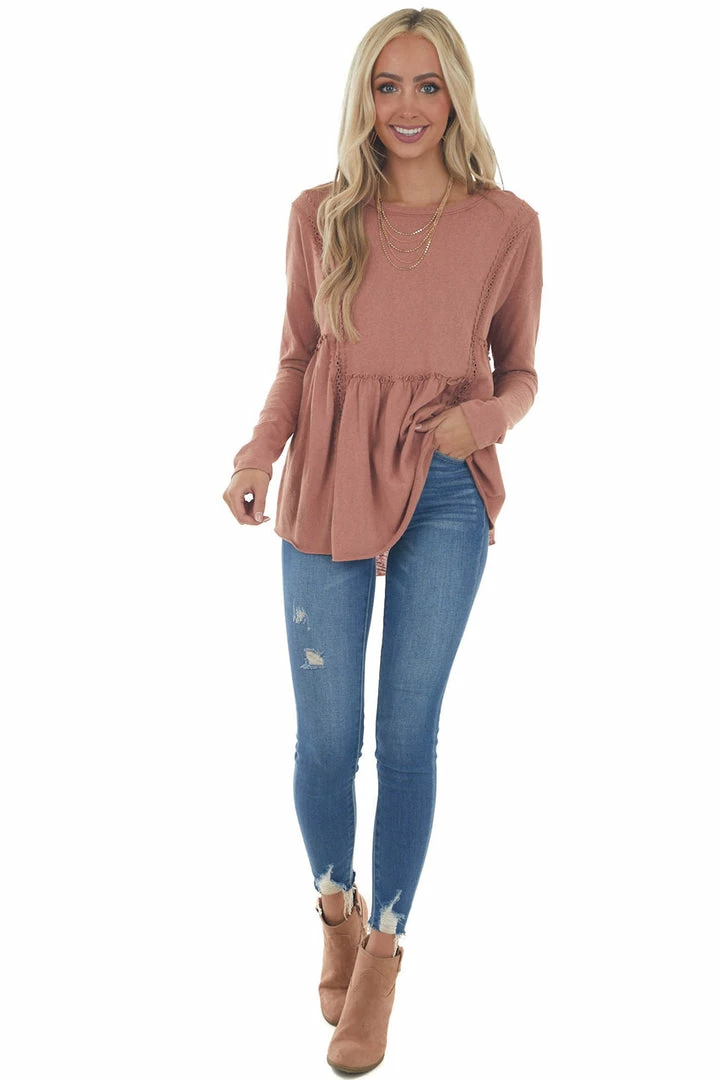 Easel Tops Ginger Long Sleeve Lace Detail Tunic Top 12 Easel Tops Ginger Long Sleeve Lace Detail Tunic Top