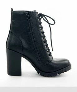 FORTUNE DYNAMIC Shoes Black Faux Leather Heeled Combat Booties 29 FORTUNE DYNAMIC Shoes Black Faux Leather Heeled Combat Booties