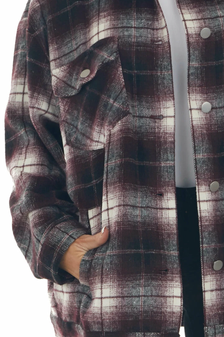 143 Story Mahogany Plaid Soft Button Up Shirt Jacket 18 143 Story Mahogany Plaid Soft Button Up Shirt Jacket
