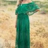 Dress Day Forest Off Shoulder Floral Lace Overlay Maxi Dress