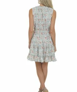 Hailey & Co Dresses Arctic Blue Floral Ruffle Tiered Short Dress 26 Hailey & Co Dresses Arctic Blue Floral Ruffle Tiered Short Dress