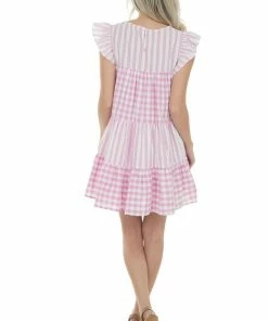Entro Bubblegum And Ivory Gingham Woven Short Dress Dresses 16 Entro Bubblegum And Ivory Gingham Woven Short Dress Dresses