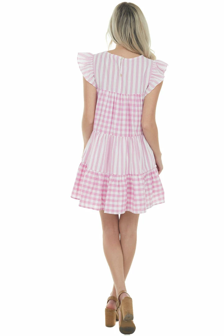 Entro Bubblegum And Ivory Gingham Woven Short Dress Dresses 9 Entro Bubblegum And Ivory Gingham Woven Short Dress Dresses