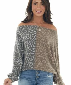 143 Story Light Walnut Leopard Print Colorblock Knit Top Tops 26 143 Story Light Walnut Leopard Print Colorblock Knit Top Tops