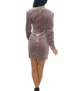 Lush Clothing Dresses Rose Taupe Twisted Front Mini Velvet Dress 32 Lush Clothing Dresses Rose Taupe Twisted Front Mini Velvet Dress