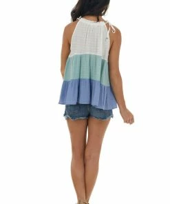 Hailey & Co Pearl Colorblock Textured Sleeveless Woven Top