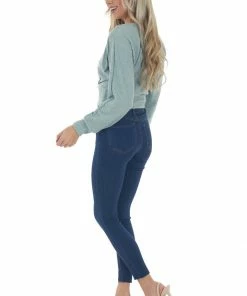 LE LIS Tops Sage Long Sleeve Surplice Cropped Ribbed Top 30 LE LIS Tops Sage Long Sleeve Surplice Cropped Ribbed Top