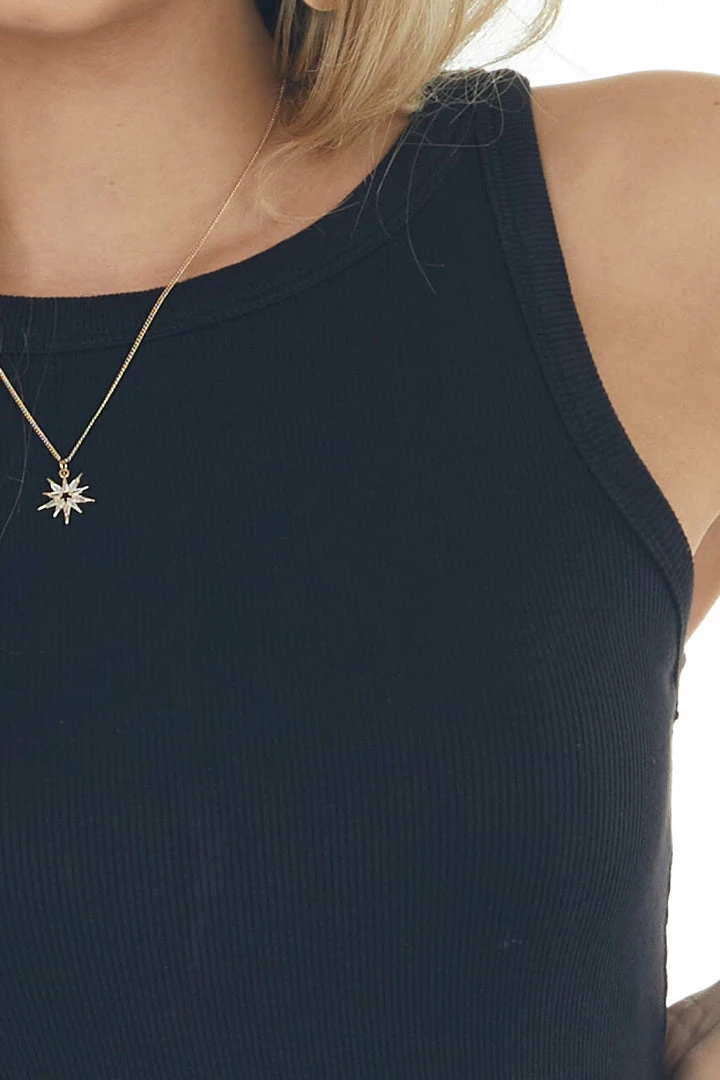 ZENANA Black Ribbed Knit Fitted Tank Top 14 ZENANA Black Ribbed Knit Fitted Tank Top