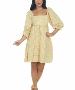 Sweet Lemon Dresses Amber Gingham Babydoll Square Neck Mini Dress 27 Sweet Lemon Dresses Amber Gingham Babydoll Square Neck Mini Dress