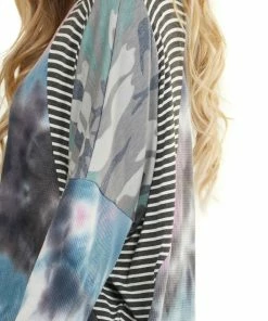 Haptics Charcoal Multicolor Tie Dye Top With Multiprint Contrast 33 Haptics Charcoal Multicolor Tie Dye Top With Multiprint Contrast