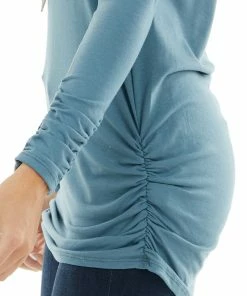 Vanilla Bay Ocean Blue Long Raglan Sleeve Top With Ruching Details Tops 31 Vanilla Bay Ocean Blue Long Raglan Sleeve Top With Ruching Details Tops