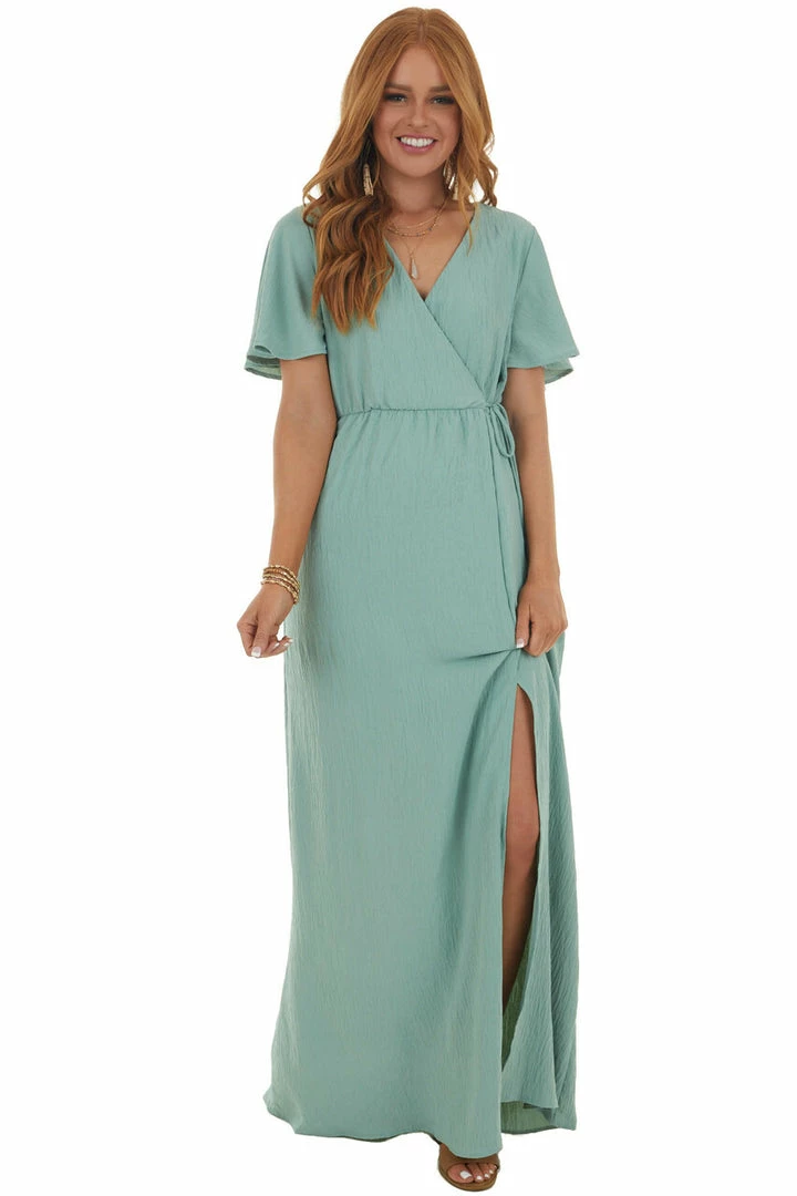 Vanilla Bay Light Juniper Surplice Maxi Dress With Slit 9 Vanilla Bay Light Juniper Surplice Maxi Dress With Slit