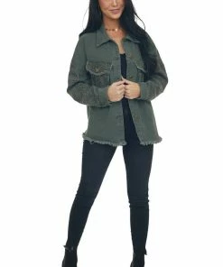 Heyson Vintage Hunter Green Leopard Denim Jacket