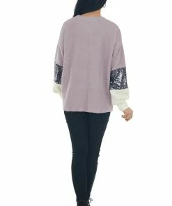 She + Sky Mauve And Ivory Colorblock Sequined Top 15 She + Sky Mauve And Ivory Colorblock Sequined Top