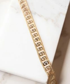 Accessories House Gold Geometric Patterned Flat Necklace