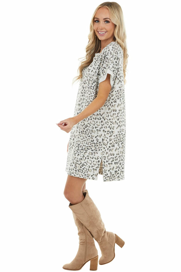 Jodifl Heather Grey Leopard Print Short Sleeve Knit Dress 14 Jodifl Heather Grey Leopard Print Short Sleeve Knit Dress